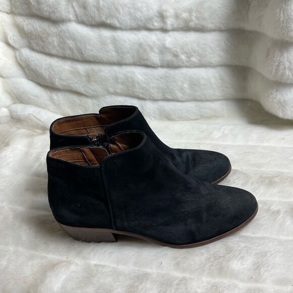 Sam Edelman black Leather suede ankle boots side zipper pointed toe size 9.5 - Picture 1 of 12